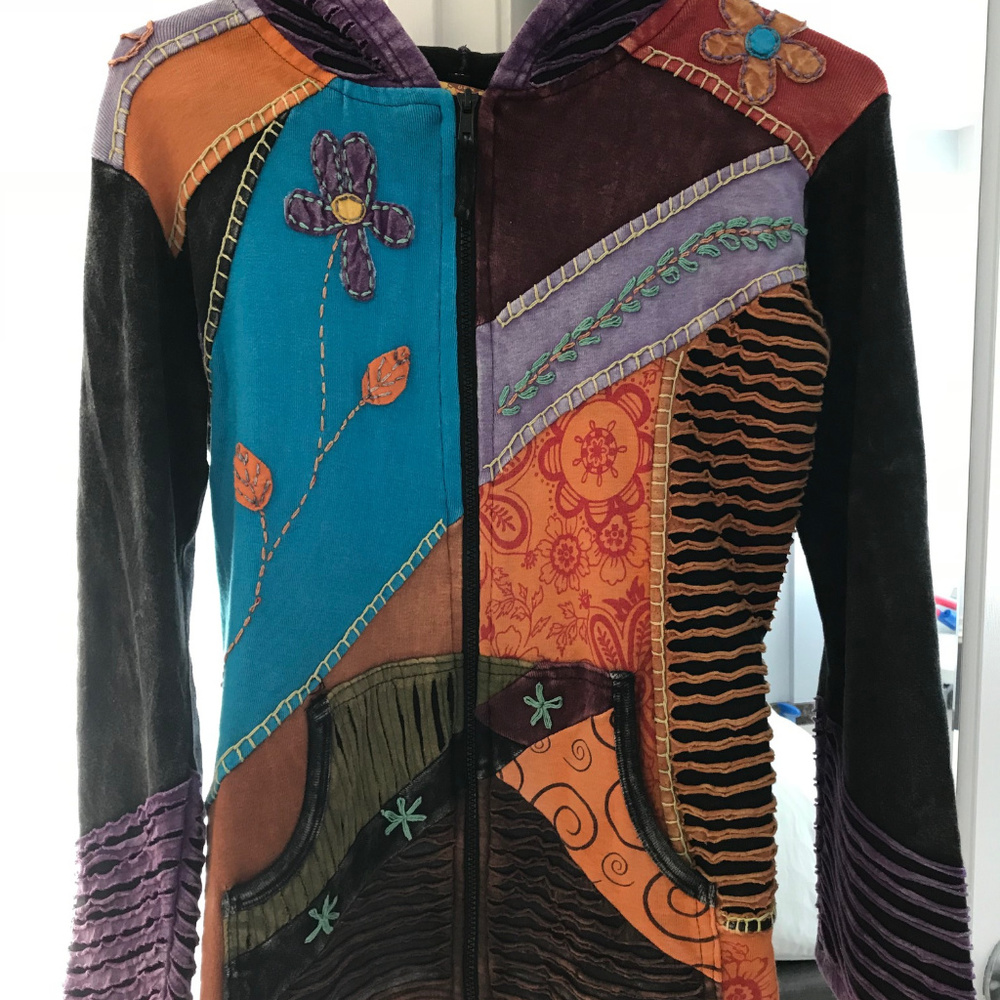 Multi colored jacket - hoodie, size SM